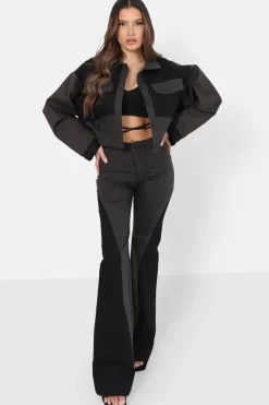 Veste Bicolore Courte Noir