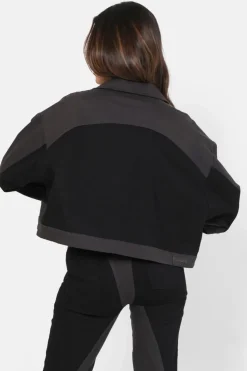 Veste Bicolore Courte Noir