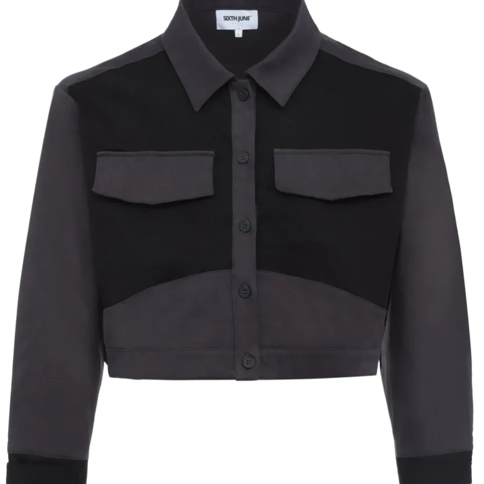 Veste Bicolore Courte Noir