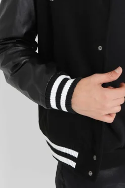 Veste Bi-Matiere Squelette Noir
