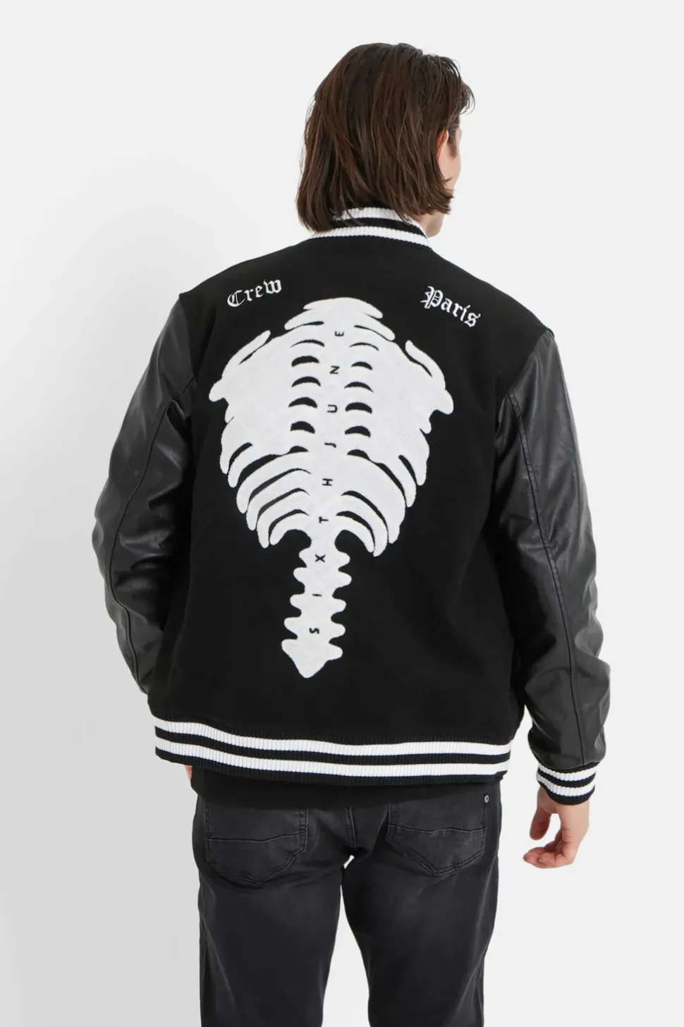 Veste Bi-Matiere Squelette Noir