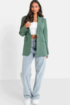 Veste Blazer Broderie Vert Kaki
