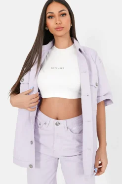 Veste Brode Oversize Violet Clair