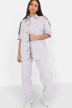 Veste Brode Oversize Violet Clair