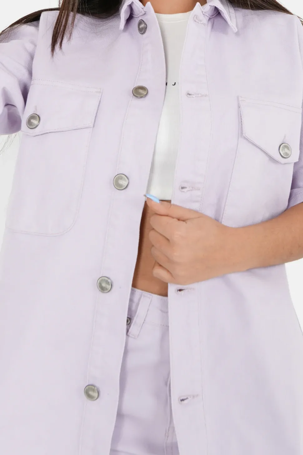 Veste Brode Oversize Violet Clair