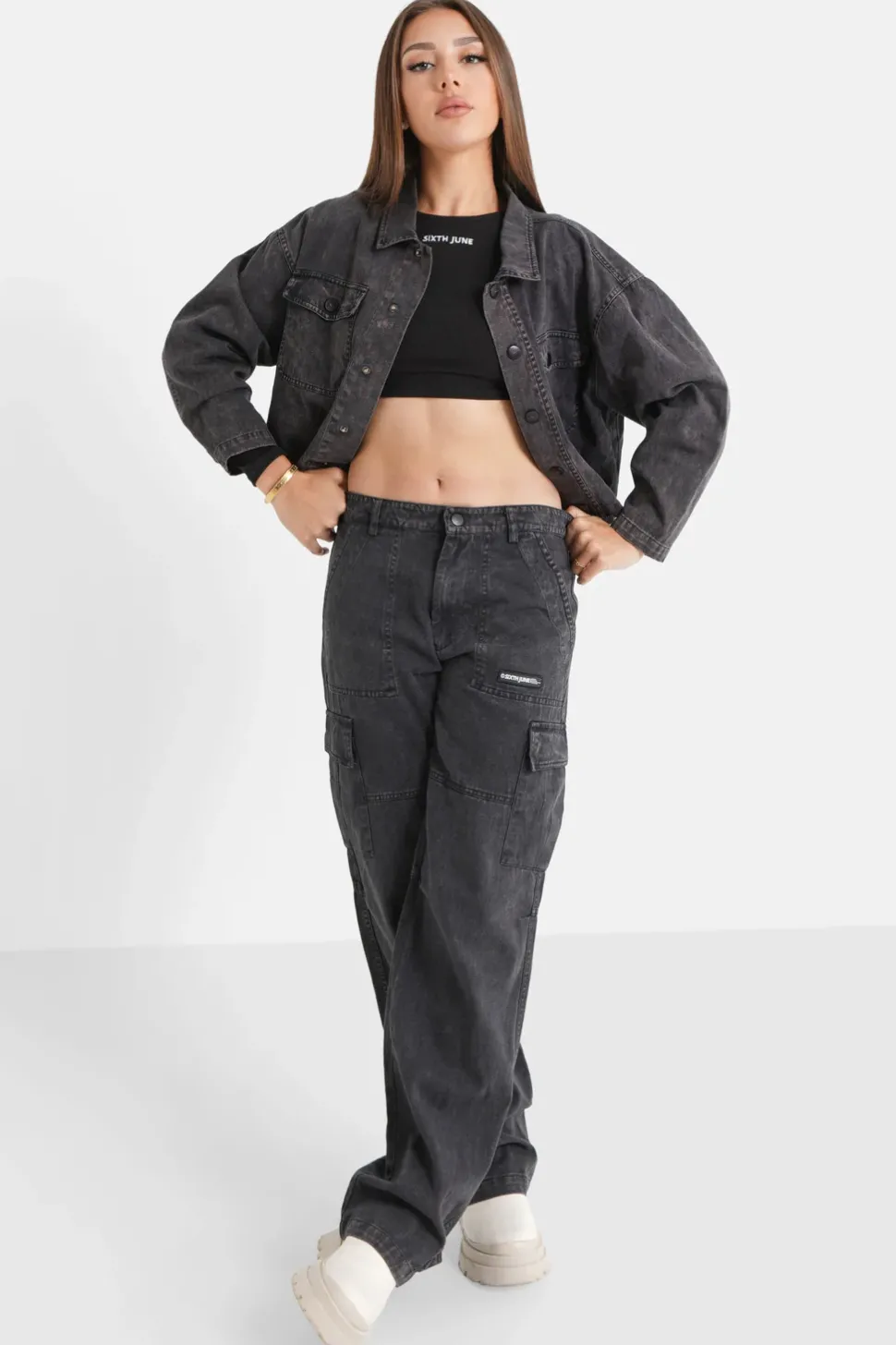 Veste Delavee Poches Noir
