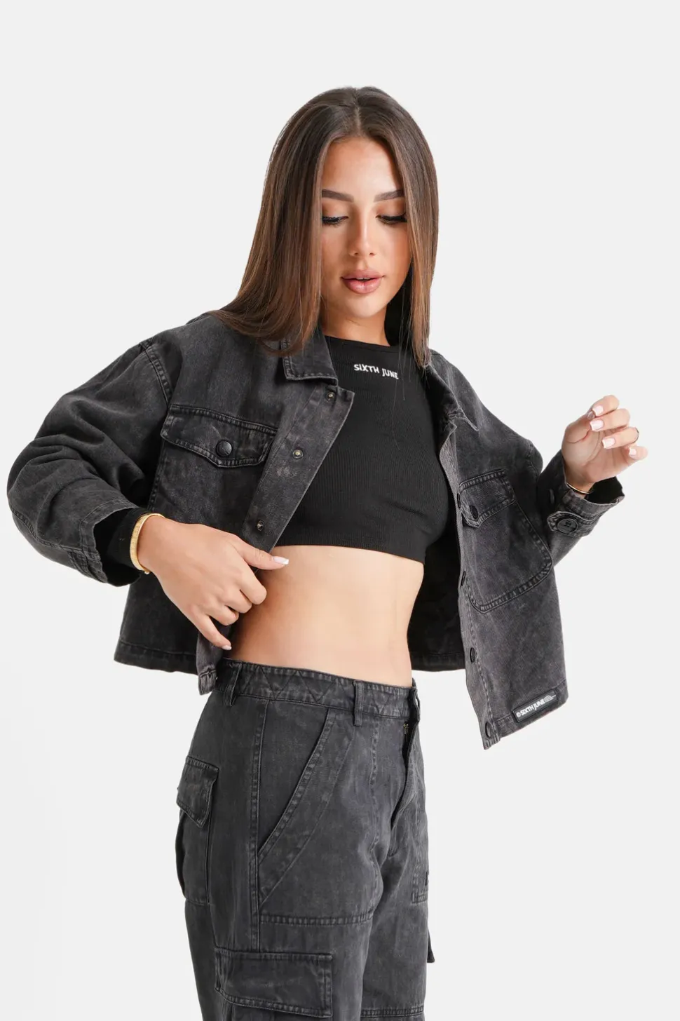 Veste Delavee Poches Noir
