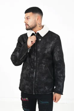 Veste Fausse Peau Mouton Noir