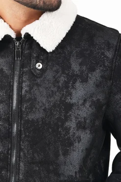 Veste Fausse Peau Mouton Noir