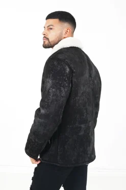 Veste Fausse Peau Mouton Noir