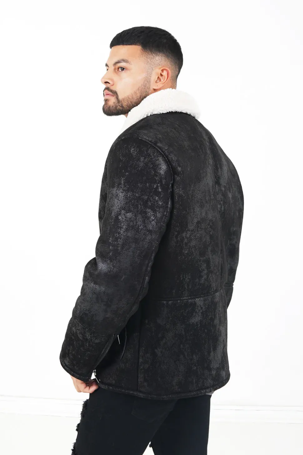 Veste Fausse Peau Mouton Noir