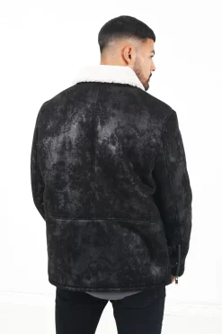 Veste Fausse Peau Mouton Noir