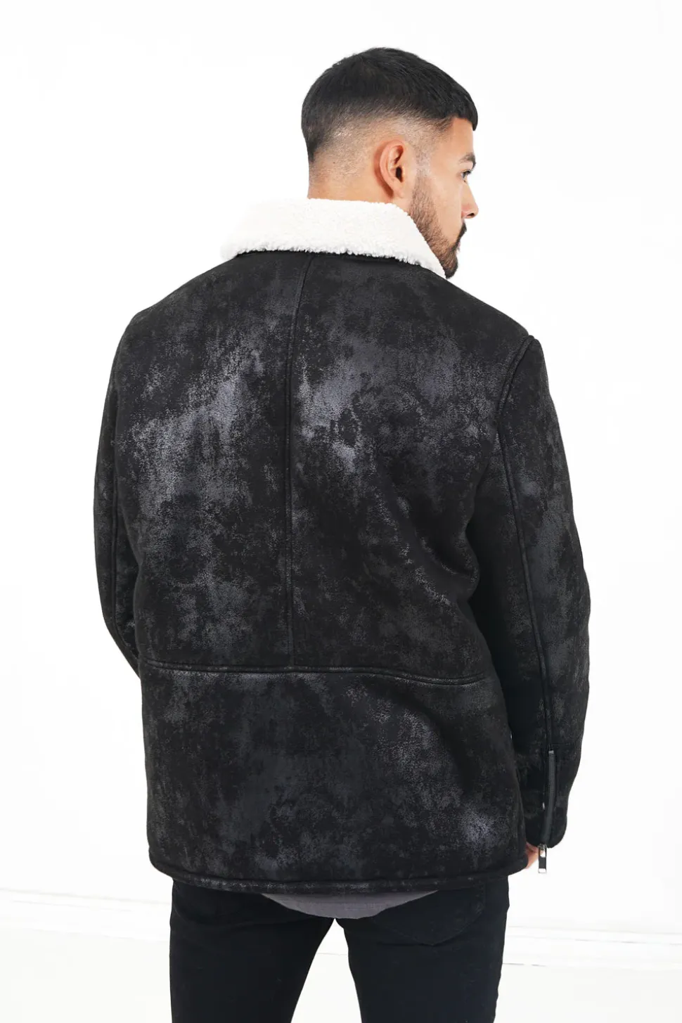 Veste Fausse Peau Mouton Noir