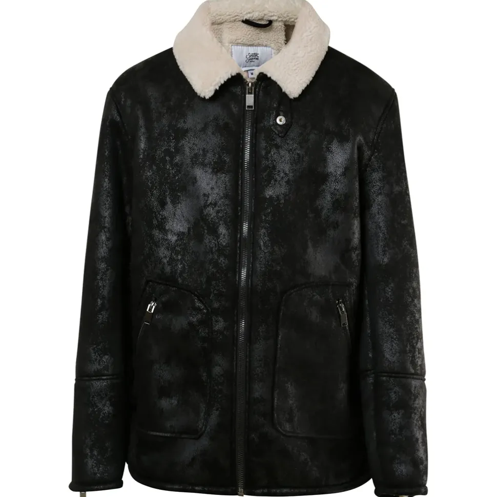 Veste Fausse Peau Mouton Noir