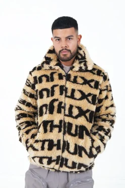 Veste Fourrure Logo Beige