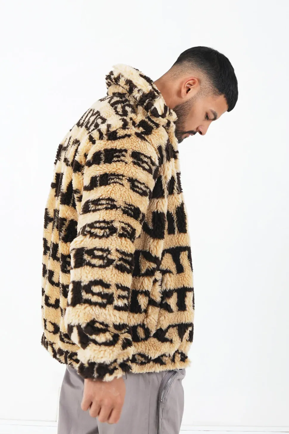 Veste Fourrure Logo Beige