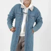 Veste Jean Longue Doublee Bleu