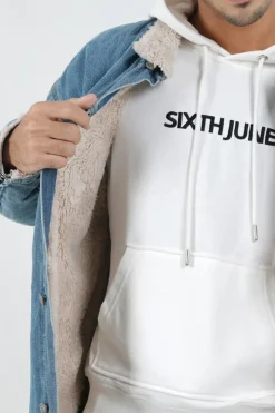 Veste Jean Longue Doublee Bleu