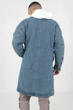 Veste Jean Longue Doublee Bleu