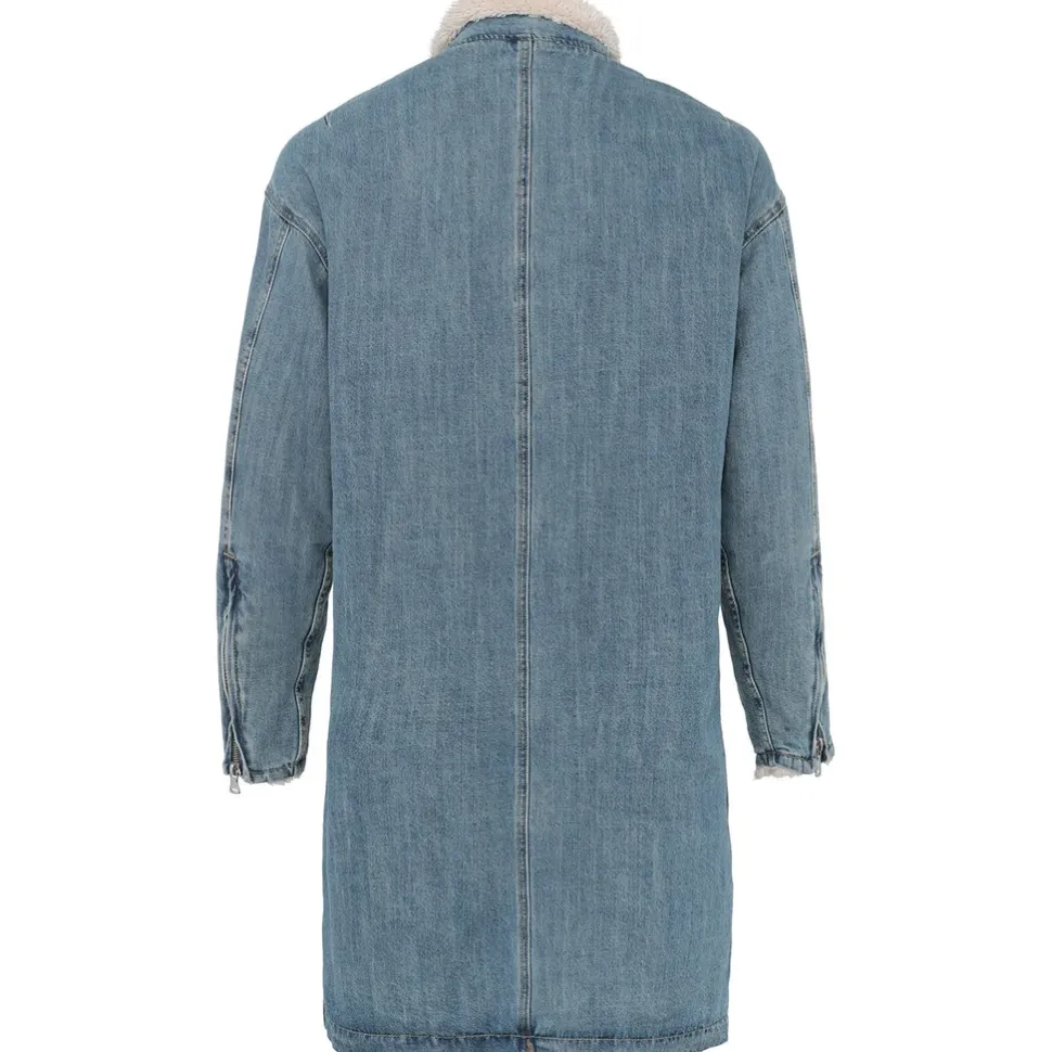 Veste Jean Longue Doublee Bleu