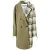 Veste Longue Duveteuse Carreaux Vert
