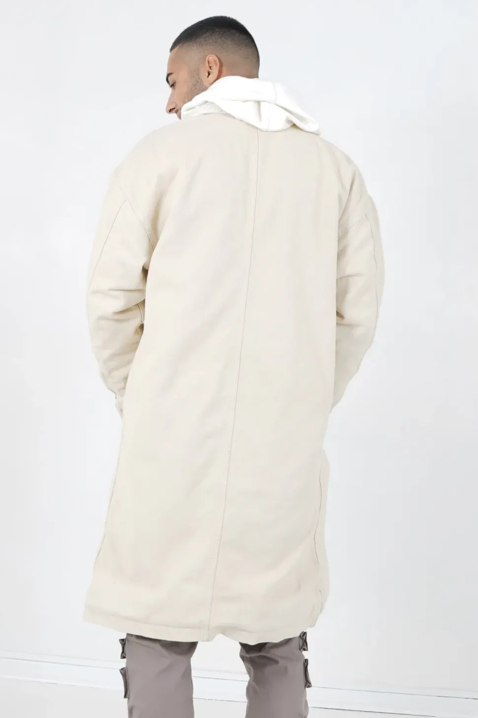 Veste Longue Jean Doublee Beige