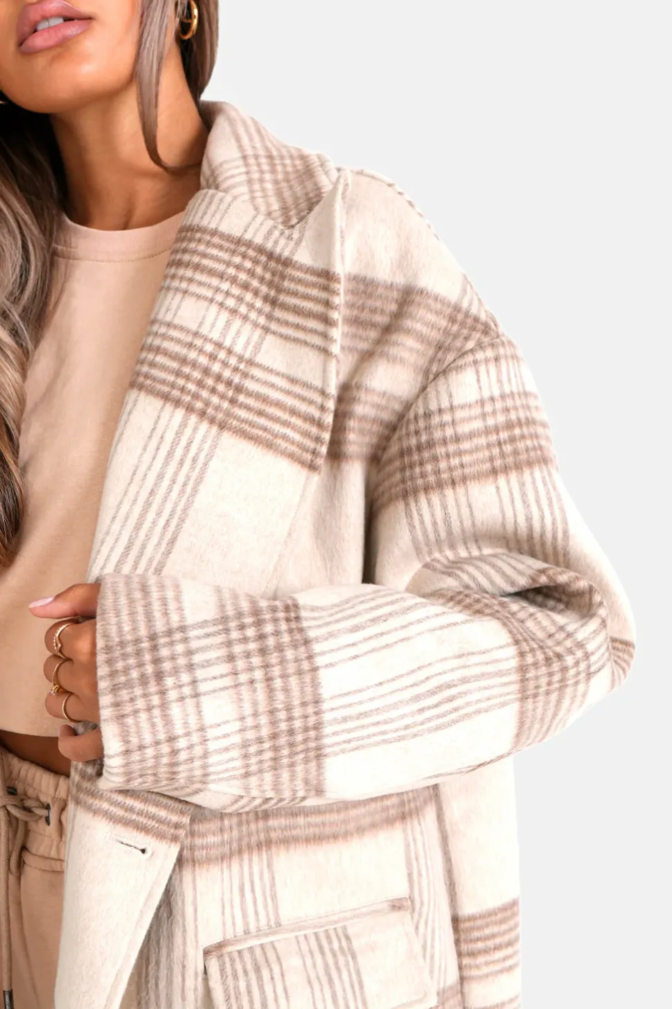 Veste Longue Laine Beige