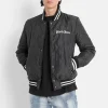 Veste Matelassee Broderie Noir