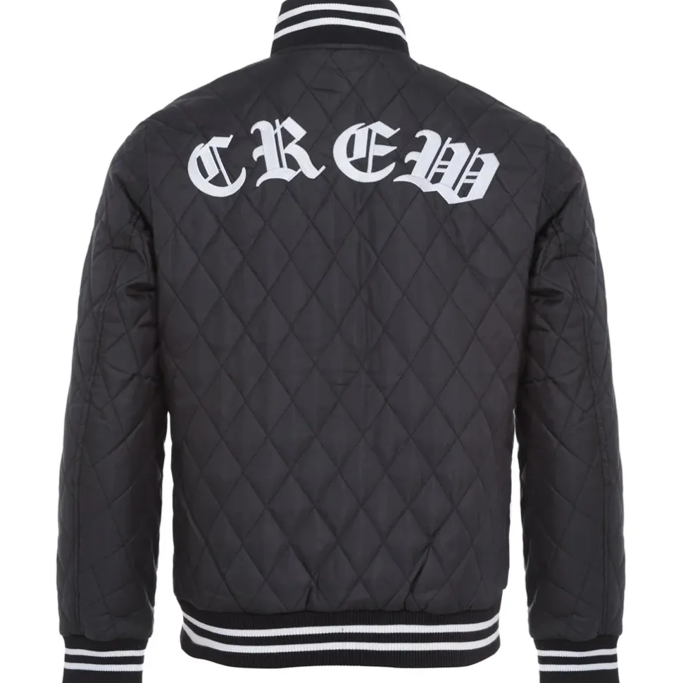 Veste Matelassee Broderie Noir