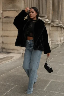 Veste Oversize Fourrure Noir