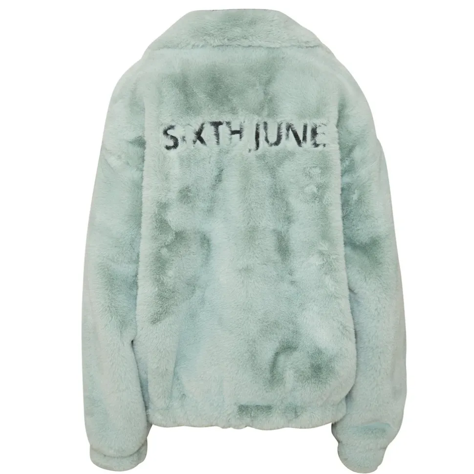 Veste Oversize Fourrure Vert Pastel