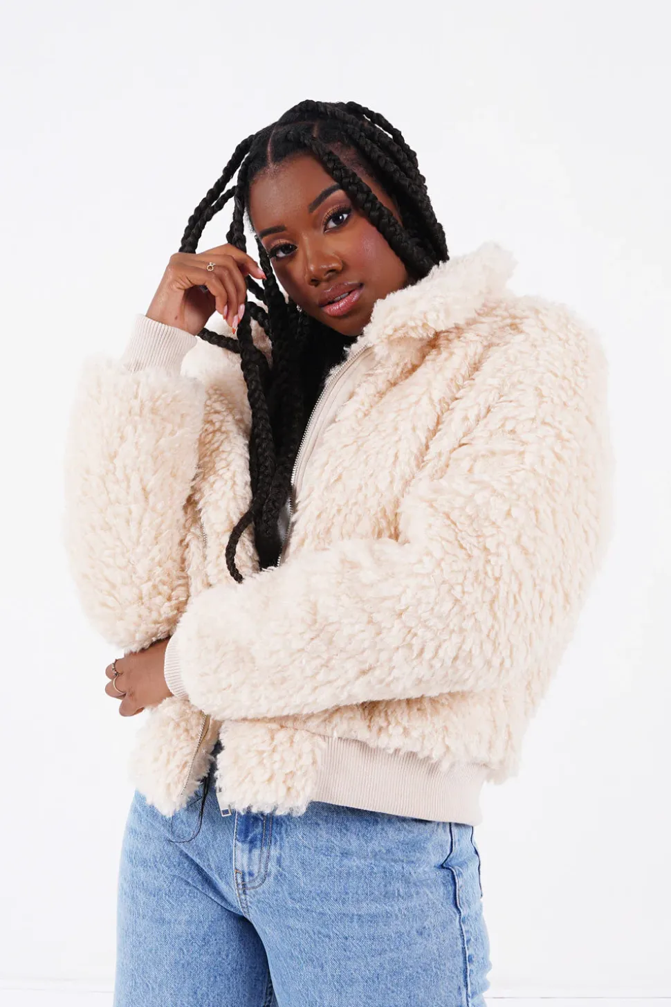 Veste Peau Mouton Courte Beige