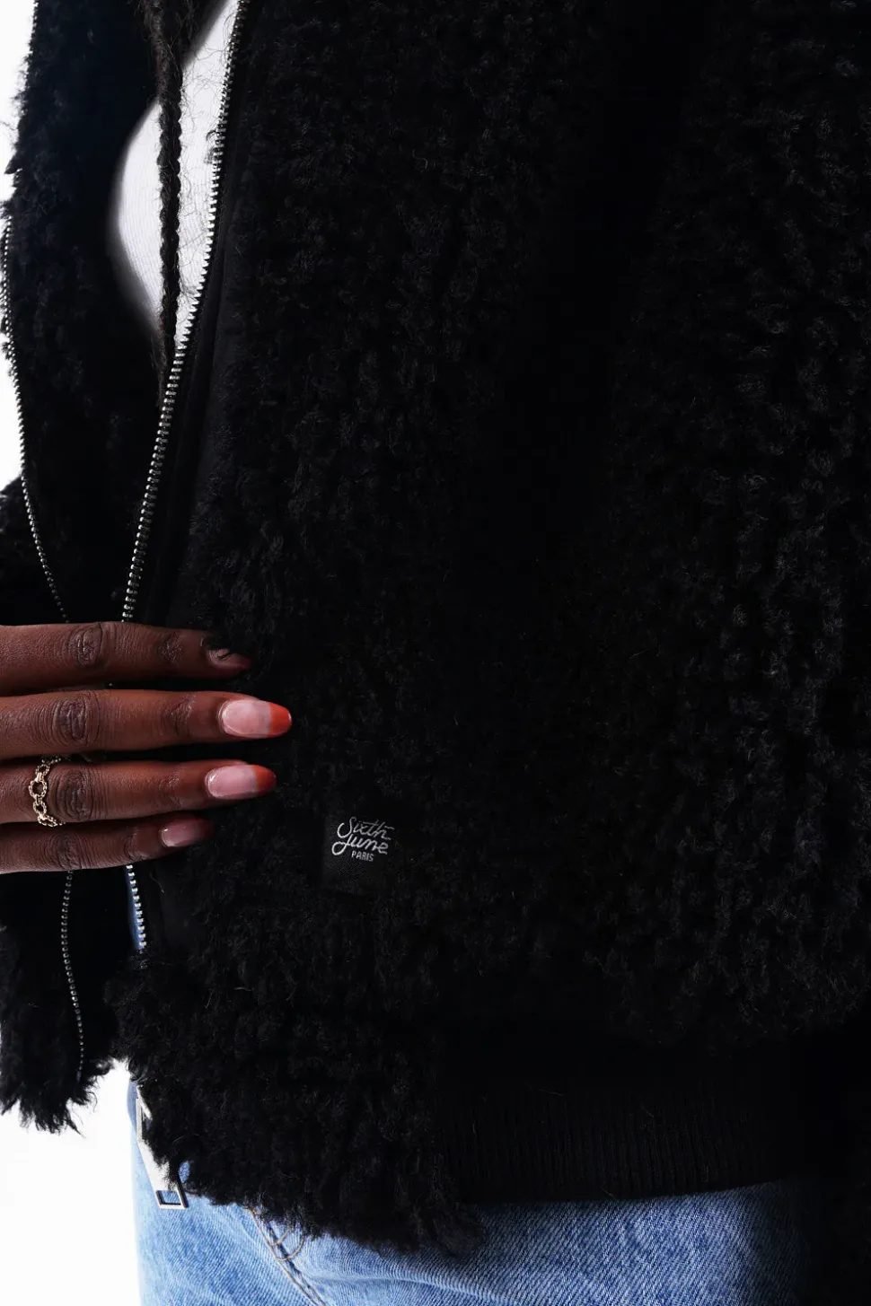 Veste Peau Mouton Courte Noir