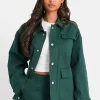 Veste Poches Cargo Vert Fonce