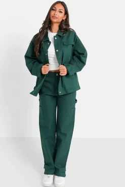 Veste Poches Cargo Vert Fonce