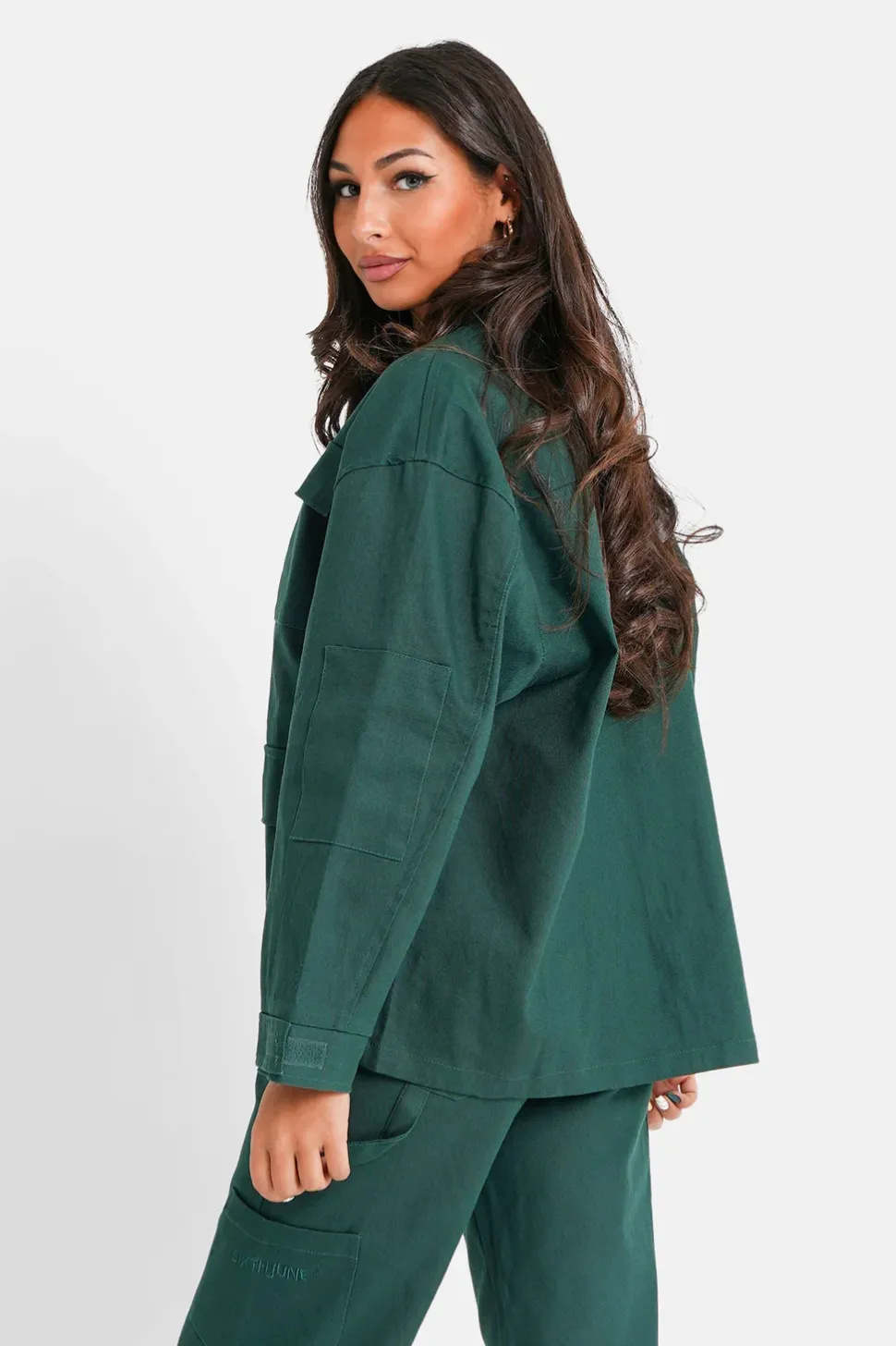 Veste Poches Cargo Vert Fonce
