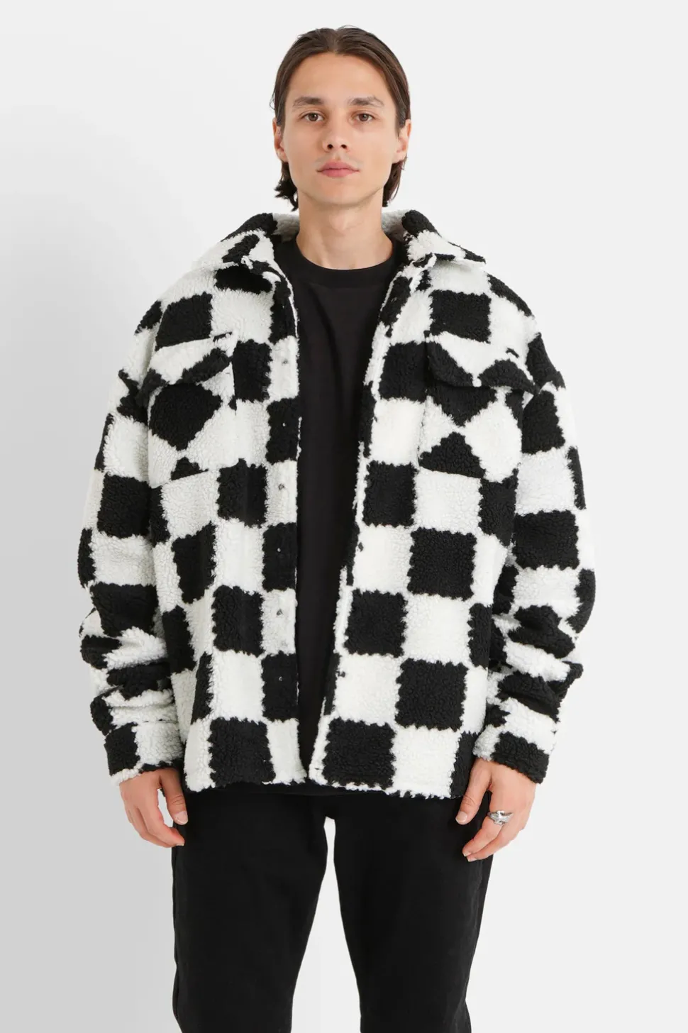 Veste Sherpa Damier Noir