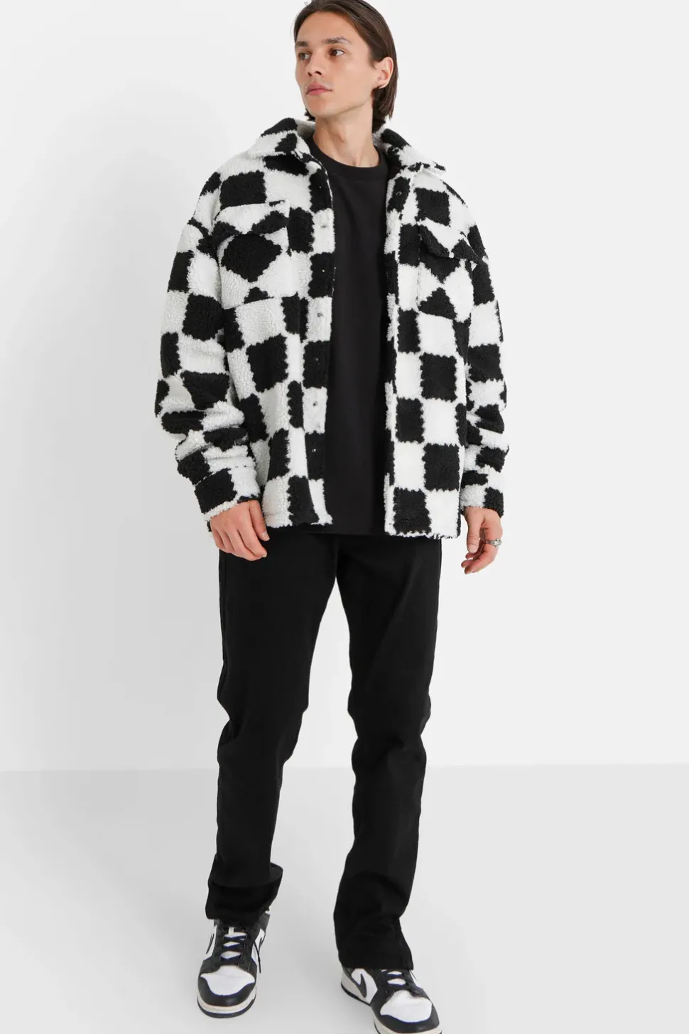 Veste Sherpa Damier Noir