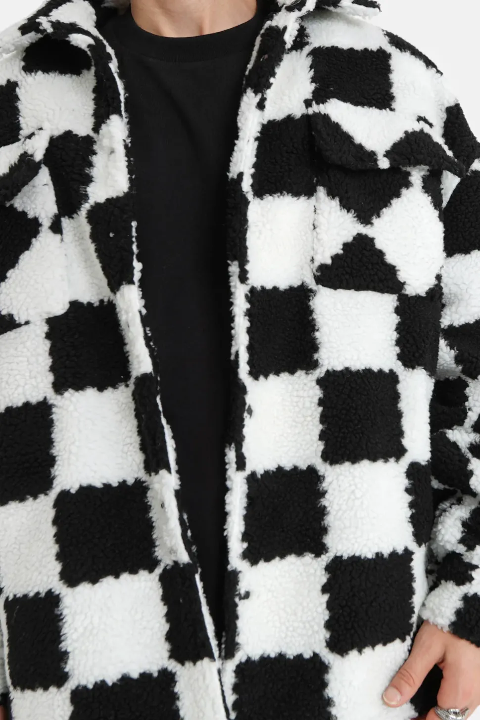 Veste Sherpa Damier Noir
