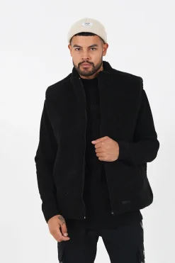 Veste Sherpa Sans Manches Noir