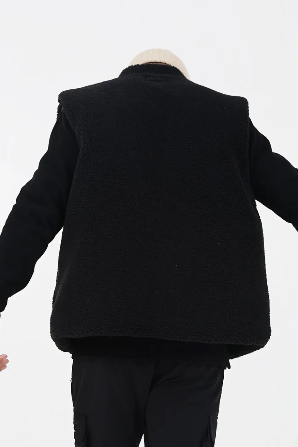 Veste Sherpa Sans Manches Noir