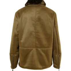 Veste Suedine Revers Fourrure Vert Kaki