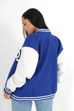 Veste Teddy Bicolore Bleu
