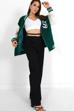 Veste Teddy Bicolore Vert Fonce