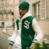 Veste Teddy Bicolore Vert Fonce