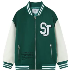 Veste Teddy Bicolore Vert Fonce