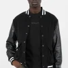 Veste Teddy Bi-Matiere Imprime Noir