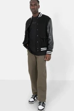 Veste Teddy Bi-Matiere Imprime Noir