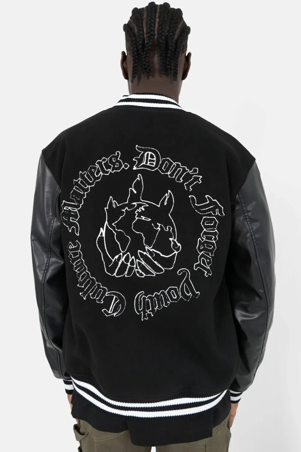 Veste Teddy Bi-Matiere Imprime Noir