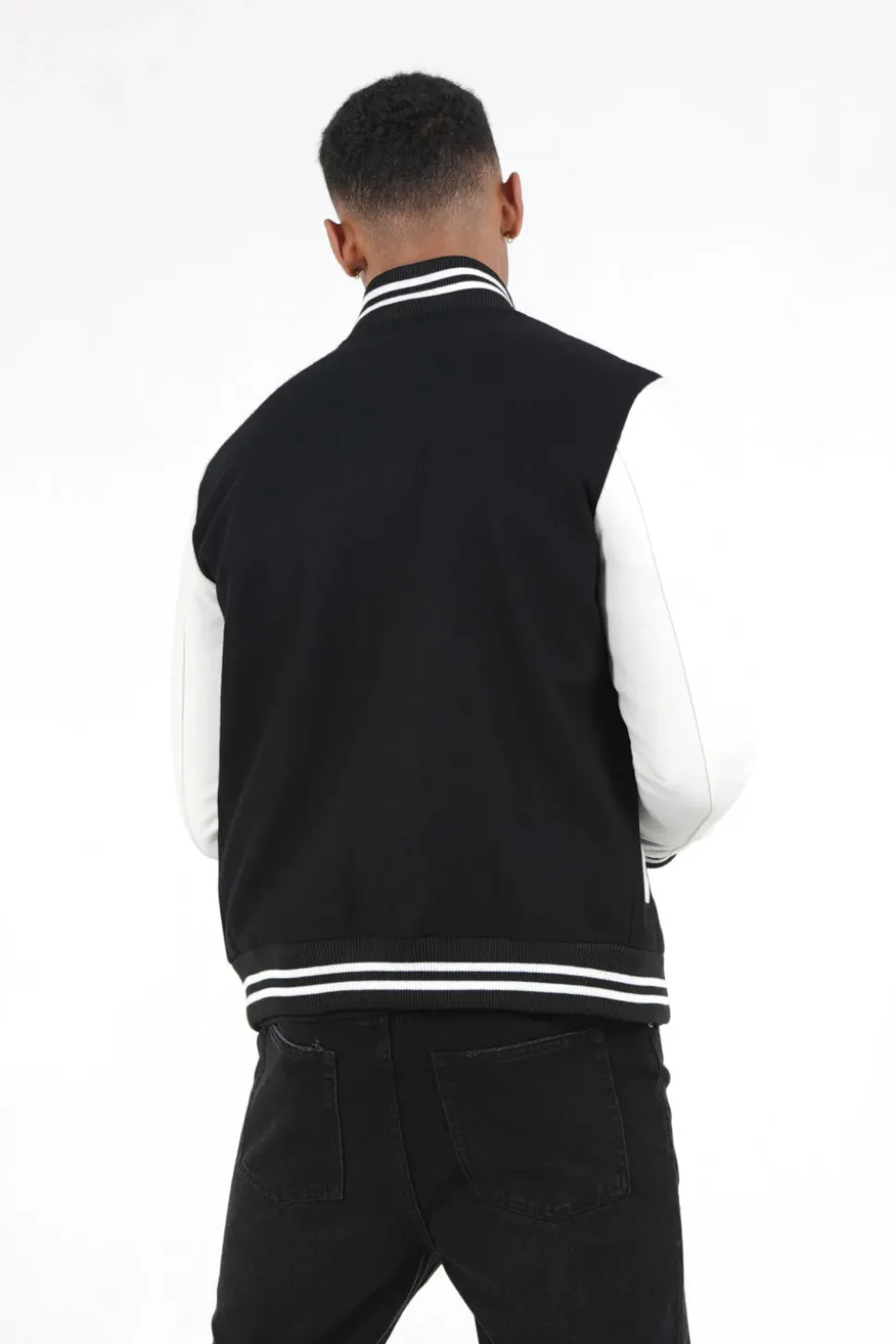 Veste Teddy Universitaire Noir